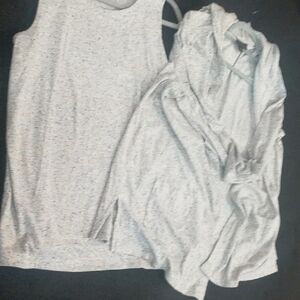 J. Jill Gray Knit Top and Cardigan Set